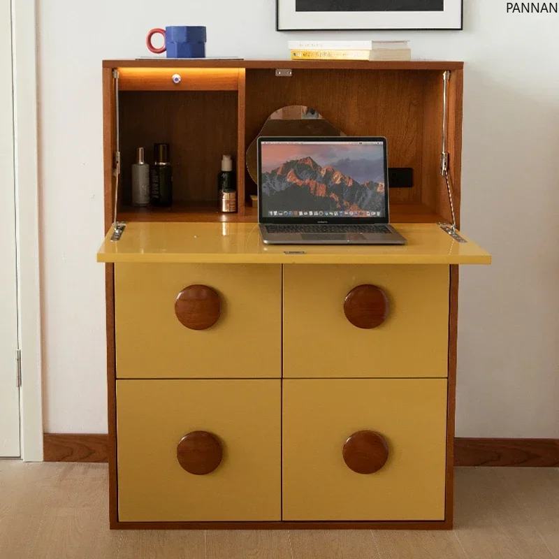 New Baina Multifunctional Locker Medieval Cherry Side Cabinet Under Work Table Flip Change Desk