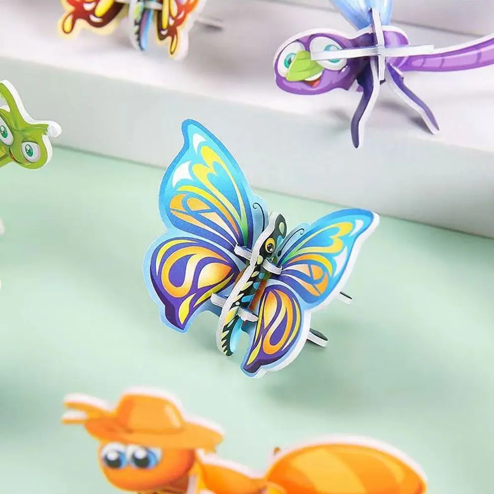 25Pcs High-quality 3D Insect Jigsaw Toys Early Education Puzzle Blocks Funny Handmade Puzzle Cards