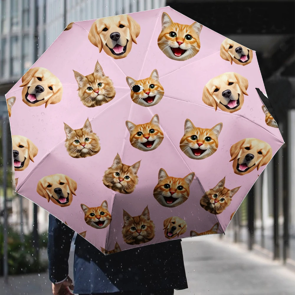 Custom Print Folding Umbrella, Personalized Pattern Photo Customized Compact Travel Umbrella, Windproof Water Repellent UPF50+