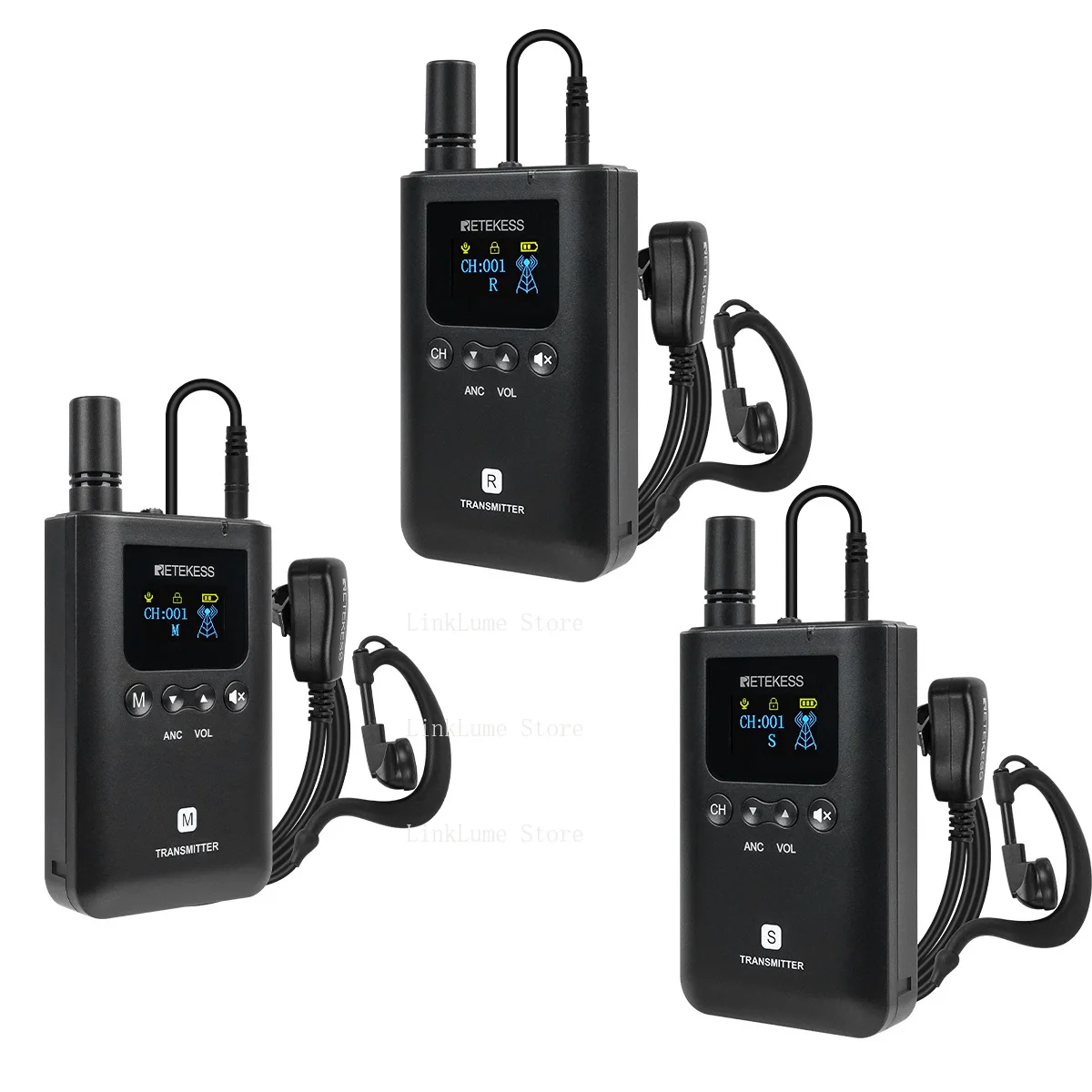 2.4GHz wireless three-band conference full-duplex tour guide system, three-person simultaneous translation communication system