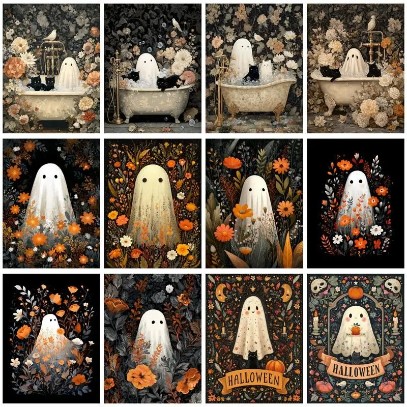 

CHENISTORY Diamond Painting Halloween ghost 5D DIY Diamond Embroidery Picture Rhinestone Cross Stitch Home Decor