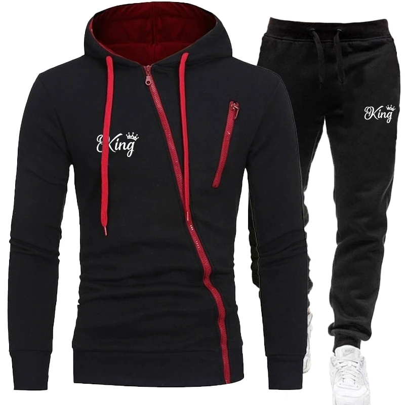 2024 New Fashion Printed Men\'s Sportswear Set Zipper Hoodie Set Two Piece Jogging Set Sportswear