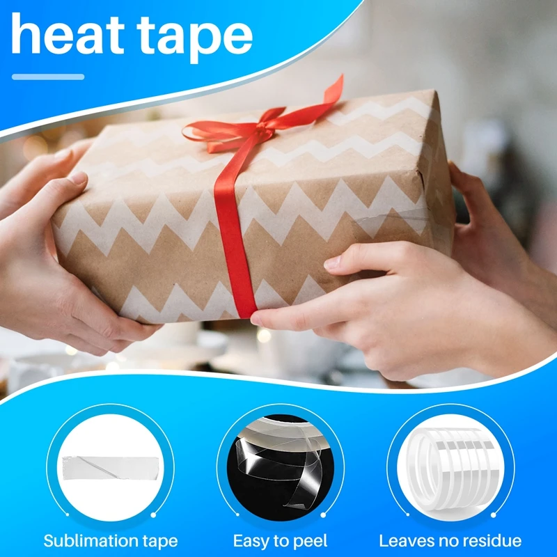 6 Rolls 10mm X33M(108Ft) Clear Heat Tape for Heat Sublimation No Residue and Heat Transfer Vinyl-A51M