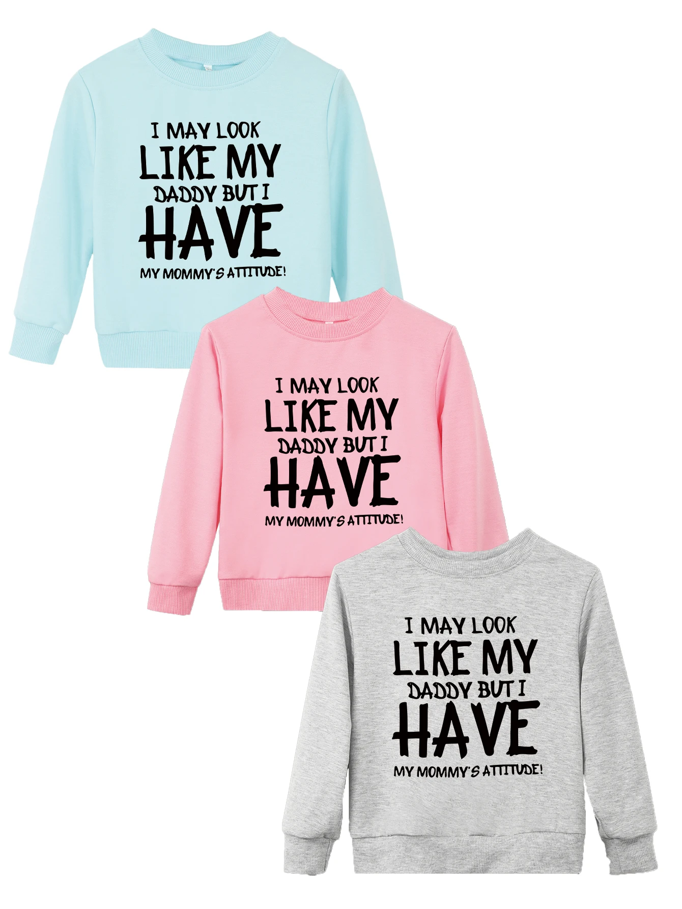 I Ma Y Look My Daddy But Print Sleeves High Quality Child Boy Girl Pullover Warm Hoodies Long Sweatshirts Crewneck Tops