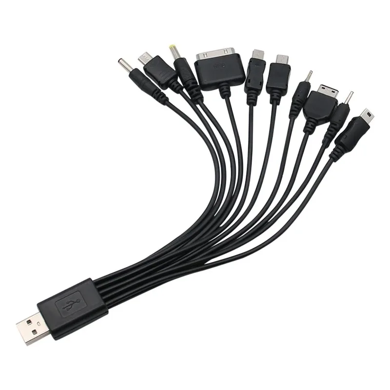 Universal USB To Multi Plug Cell Phone Charger Cable 10 To 1 USB Cable for Samsung Xiaomi Huawei Google Headset Charger Cable