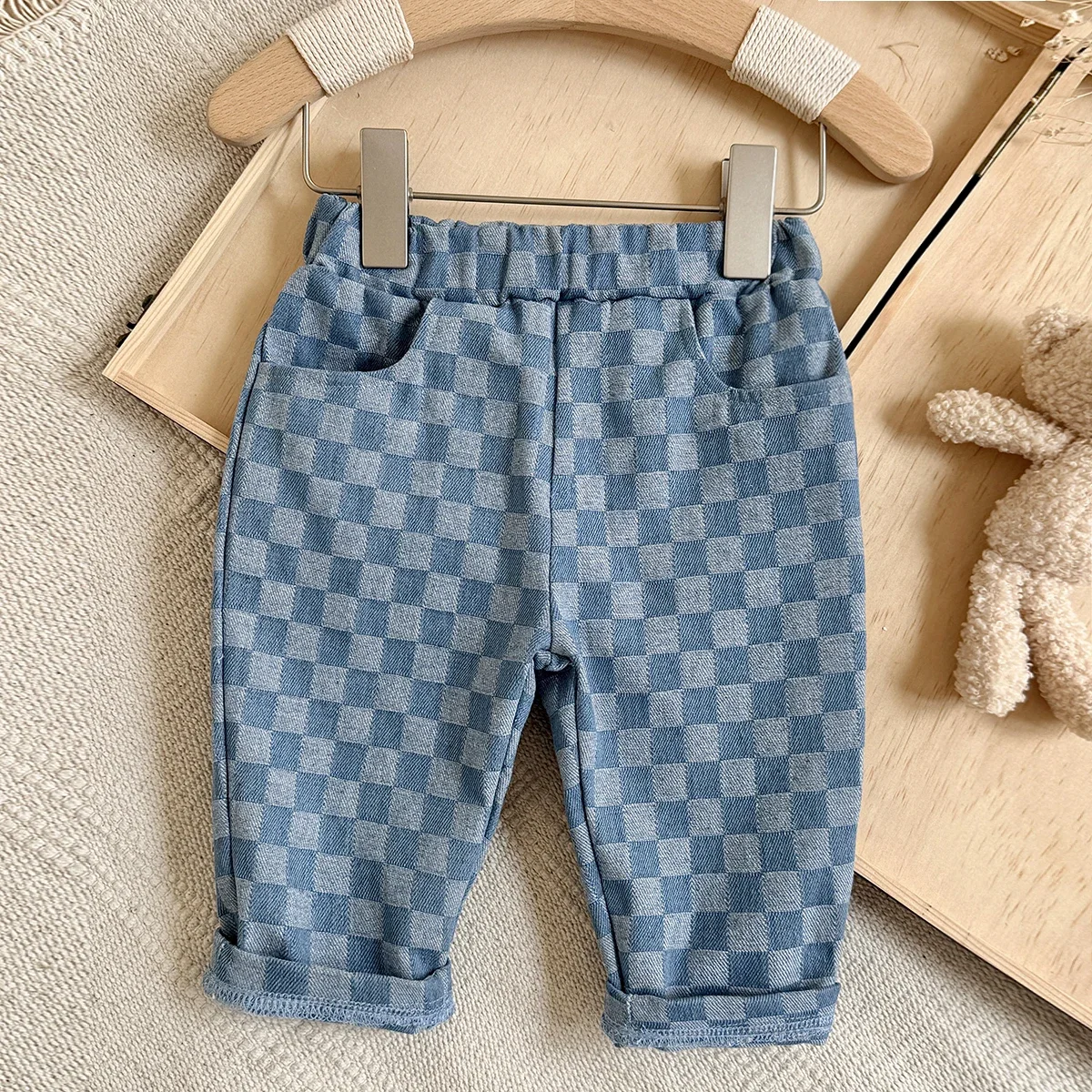 Spring Autumn New Children Loose Casual Pants Fashion Girls Boys Pants Korean Children's Clothing Baby Fashion Grid Pants 0-3Y - view 4