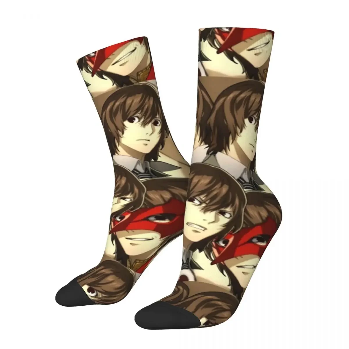 Calcetines de muchos caras de Goro Akechi, medias absorbentes de sudor Harajuku, calcetines largos para todas las estaciones, regalos de Navidad para hombre y mujer