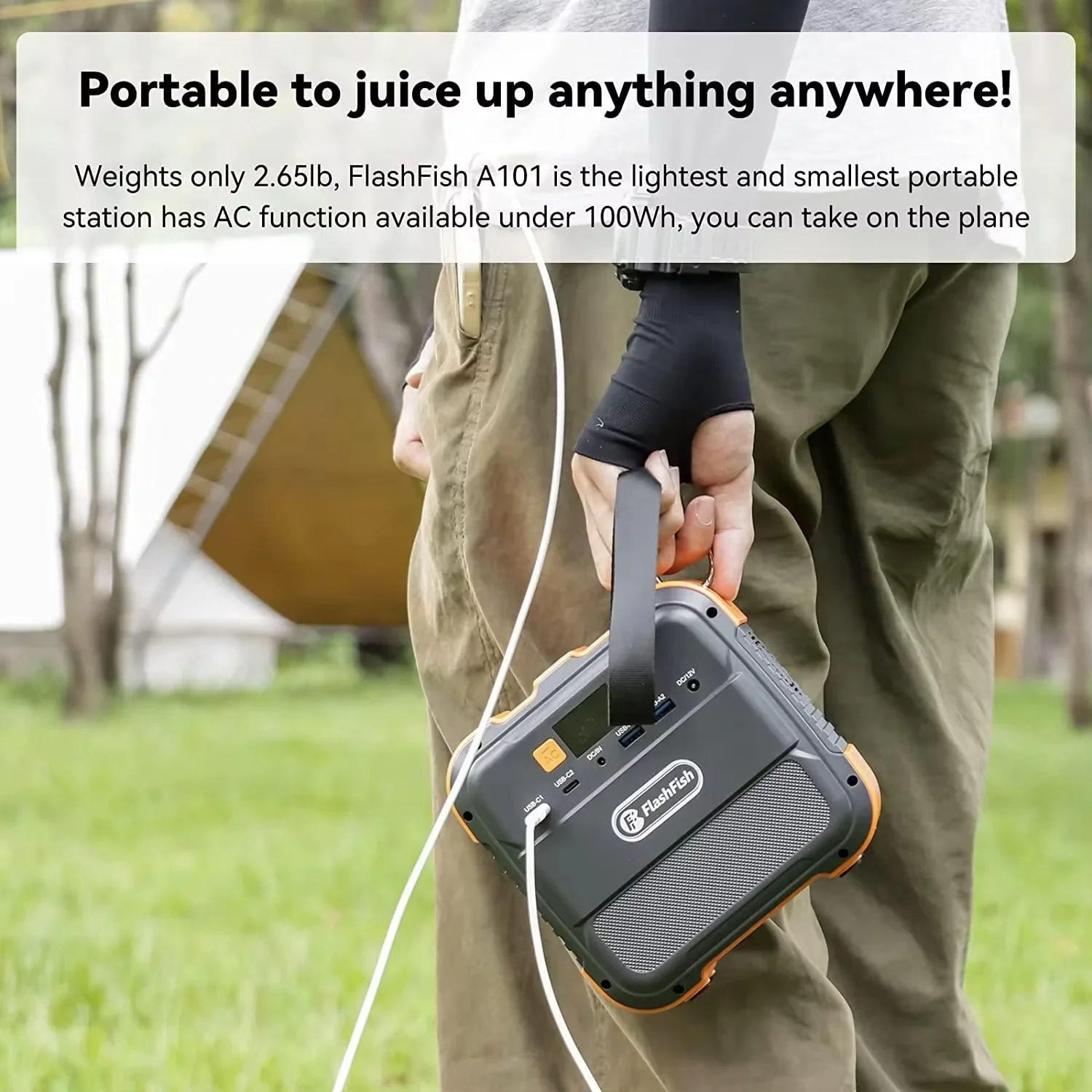 FlashFish A101 Mini Portable Power Station 120W Solar Generator 98Wh Battery Home Backup Outdoor Camping Mobile power Easy Carry