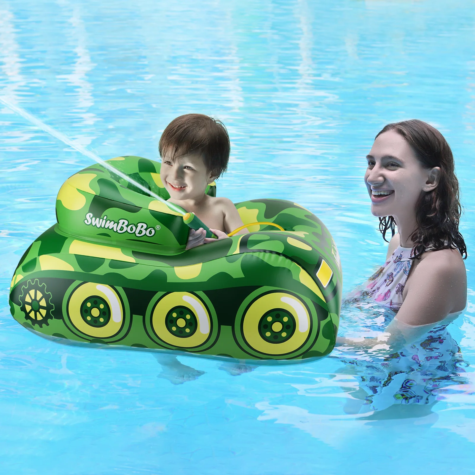 Swimbobo Kids بارد الأخضر خزان السباحة مقعد تعويم حلقة نفخ PVC العائمة للصيف قارب دائرة الاستحمام لعبة الماء