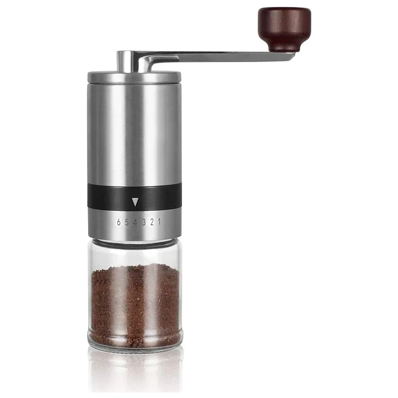 2021 Home Portable Manual Coffee Grinder - Hand Coffee Mill with Ceramic Burrs 6 Adjustable Settings - Portable Hand Crank Tools