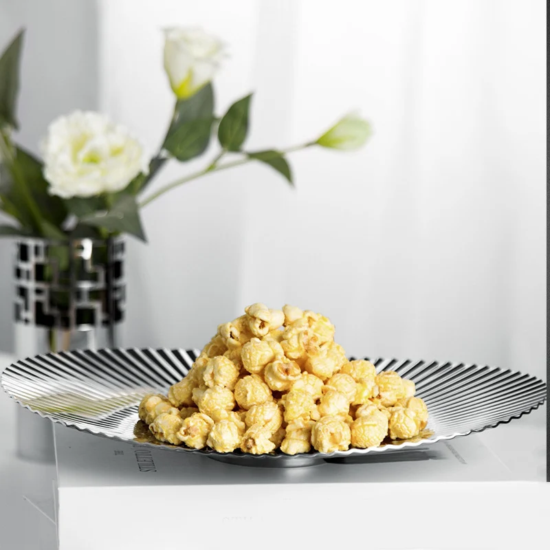 

Luxury Stainless Steel Tableware Food Plates Thick Metal Home Kitchen Serving Tray Dessert Snack Bowl Dining Table Decor Dish