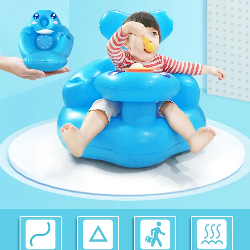 New Multifunctional Baby Children Inflatable Bathroom Sofa PVC Inflatable Seat Learn Dinner Chair Portable Bath Stool For Babies