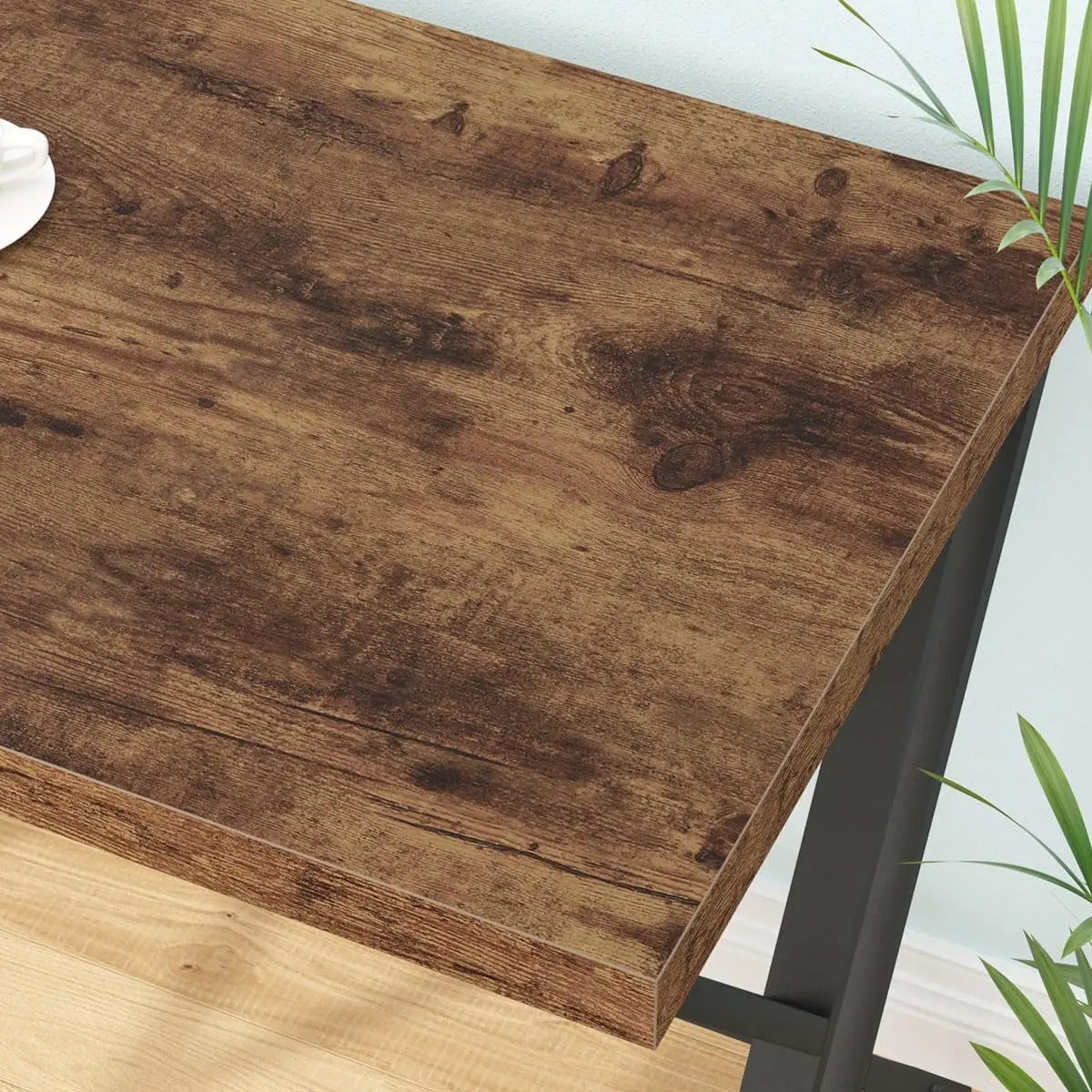 Rustic Computer Desk, 55 Inch Metal Wood Home Office Desk, Industrial Study Table with Storage for Bedroom