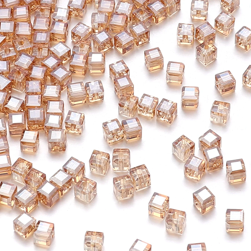 50Pcs/Lot 4/6/8mm Cube Square Faceted Glass Crystal Beads Spacer Loose Beads For DIY Crafts Materials Ornament Making Supplies