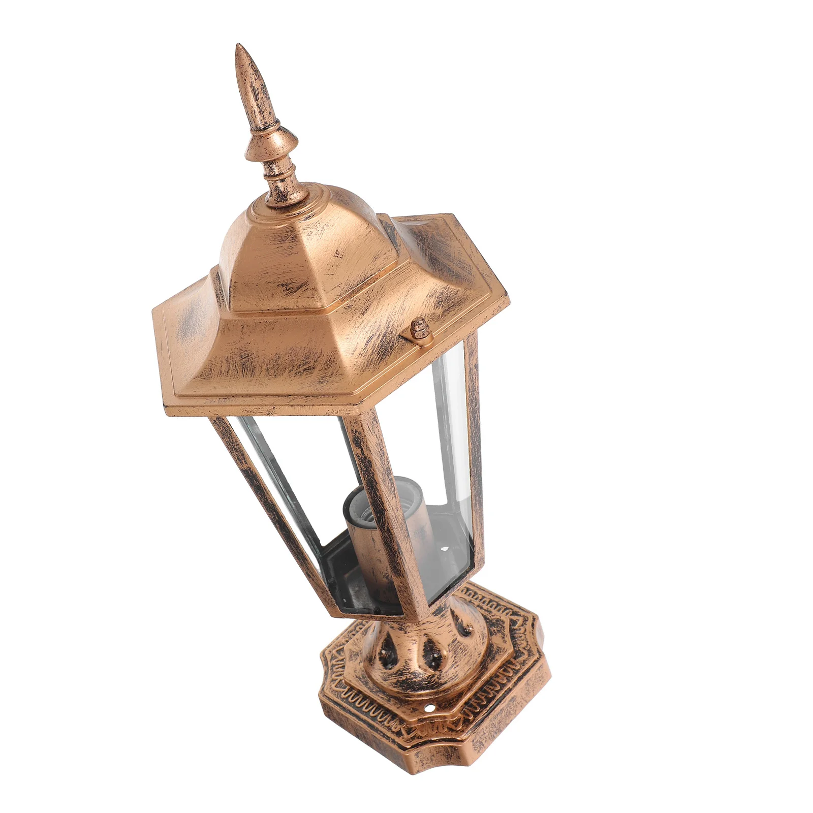 

Hexagon Outdoor Lampshade E27 Bulb Patio Yard Lighting Clear Glass Panels Weatherproof Artistic Design Uniform Light