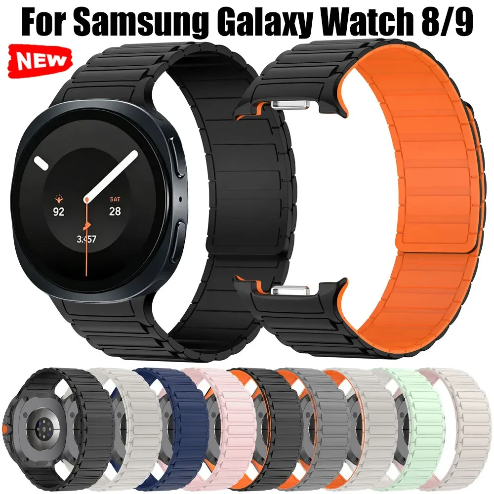 Magnetisches Silikonarmband für Samsung Galaxy Watch 9 8 40 mm 44 mm 8 Classic 46 mm Sportarmband, austauschbares Smartwatch-Armband