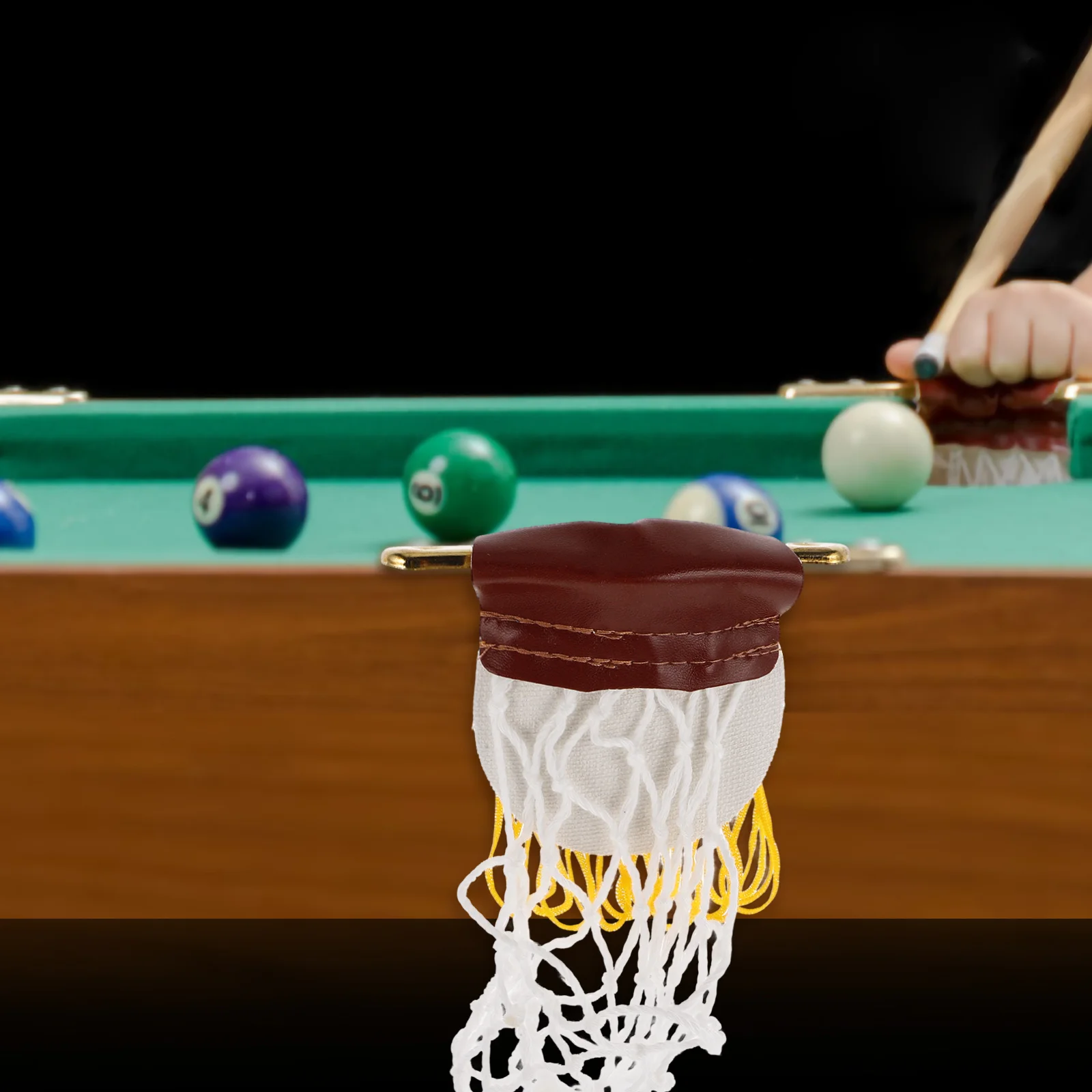 

6-комплект сменных карманов для мини-бильярдного стола, корзина для хранения мячей, железный угловой край, сетка для бильярда, сумка, набор столов