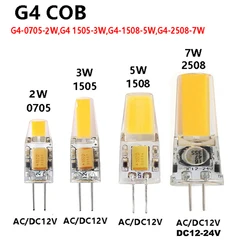 5PCS G4 led lamp lampada AC DC 12v 24V 0705 1505 1508 2508 7W cob led light replace Halogen Chandelier g4 led bulb