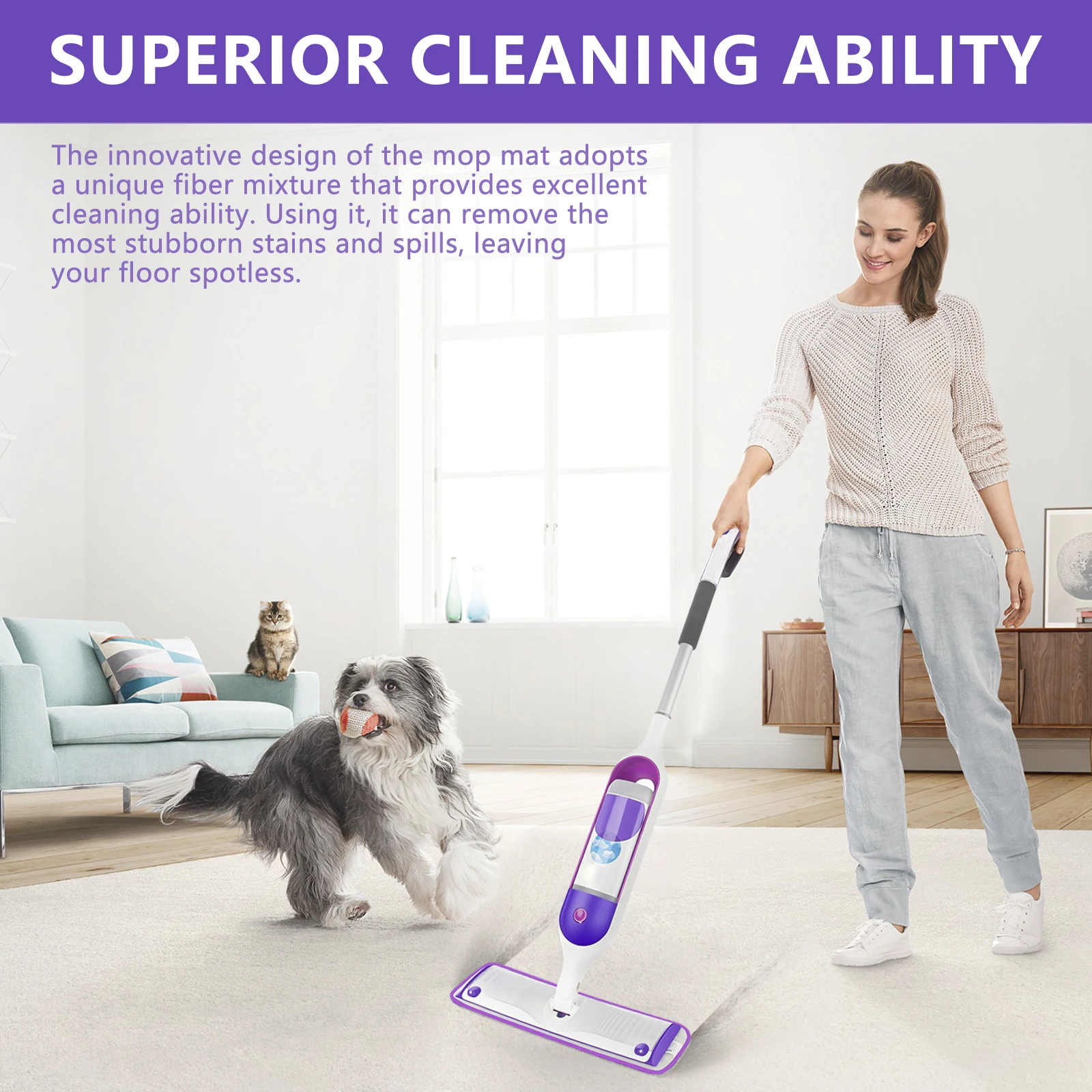 Spray Mop Broom Set Floor Cleaning Sweeper Brooms With 6Pcs Reusable Microfiber Pads Floor Home Cleaning Tool Household Flat Mop