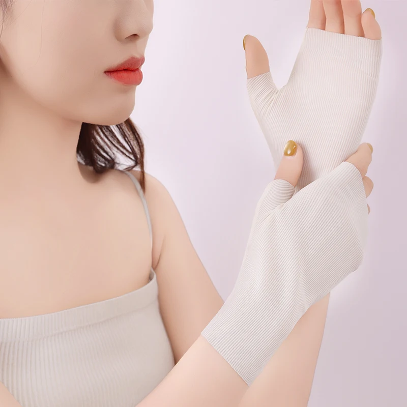 

Перчатки без пальцев, вязаные в рубчик, дышащие, мягкие, удобные, эластичные, легкие, повседневные, модные, приятные для кожи, эластичные, посадки