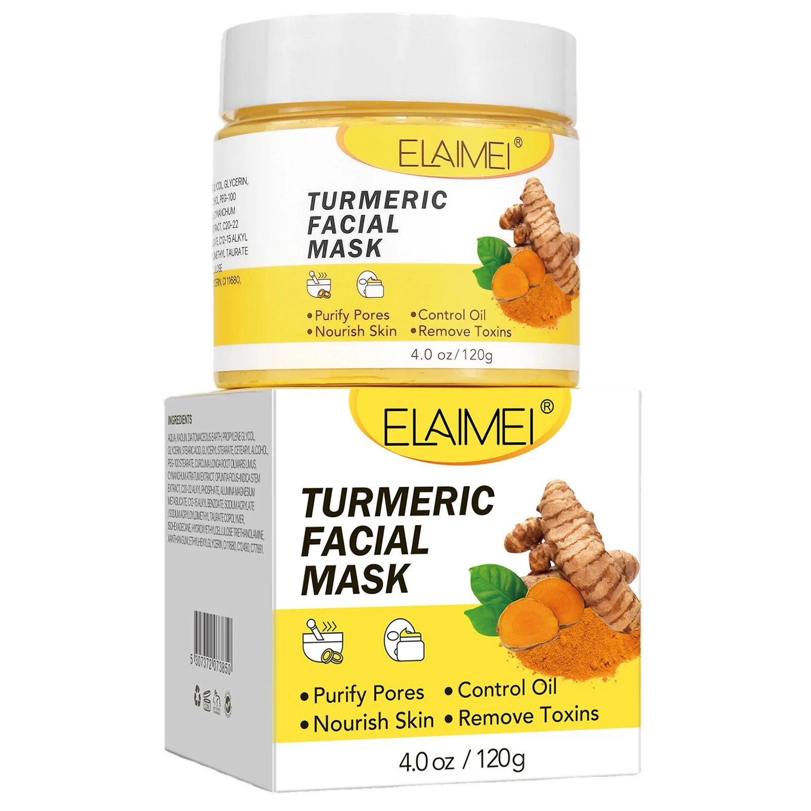 

120g Acne Blackhead Anti-Acne Remove Deep Cleaning Turmeric Clay Mask Oil Control Whitening Facial Mud Masks Brightening Skin