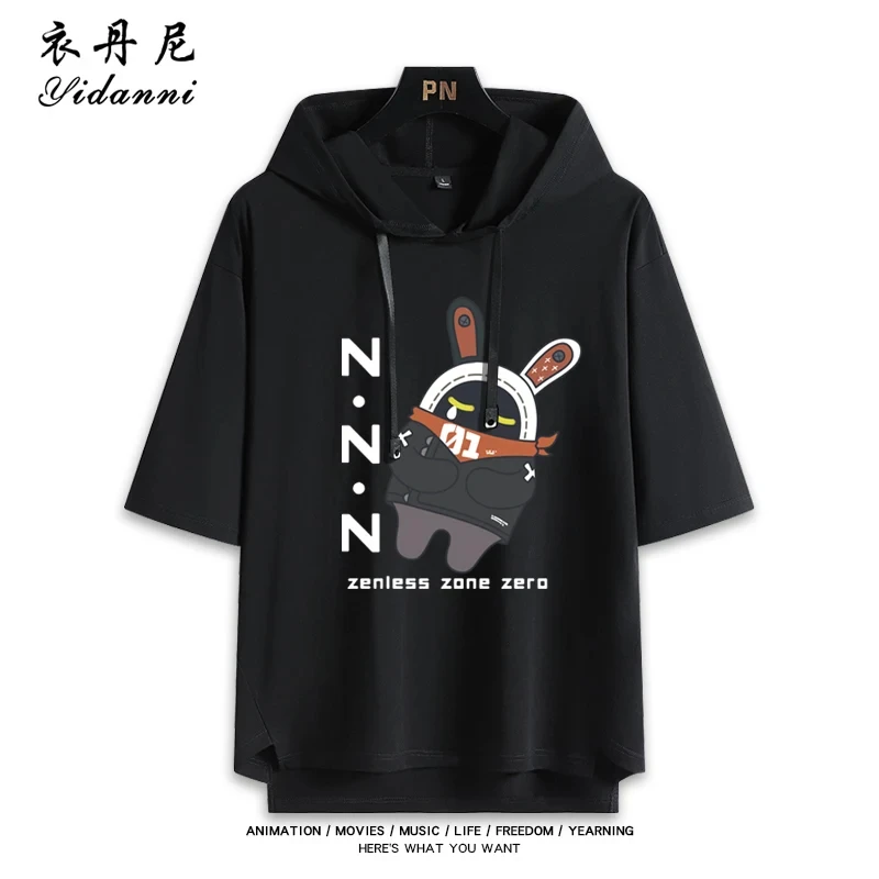 Game Anime Zenless Zone Zero Bangboo Hooded Casual Clothes Summer T-shirt Unisex Cosplay Neutral Short Sleeve T-shirt Student