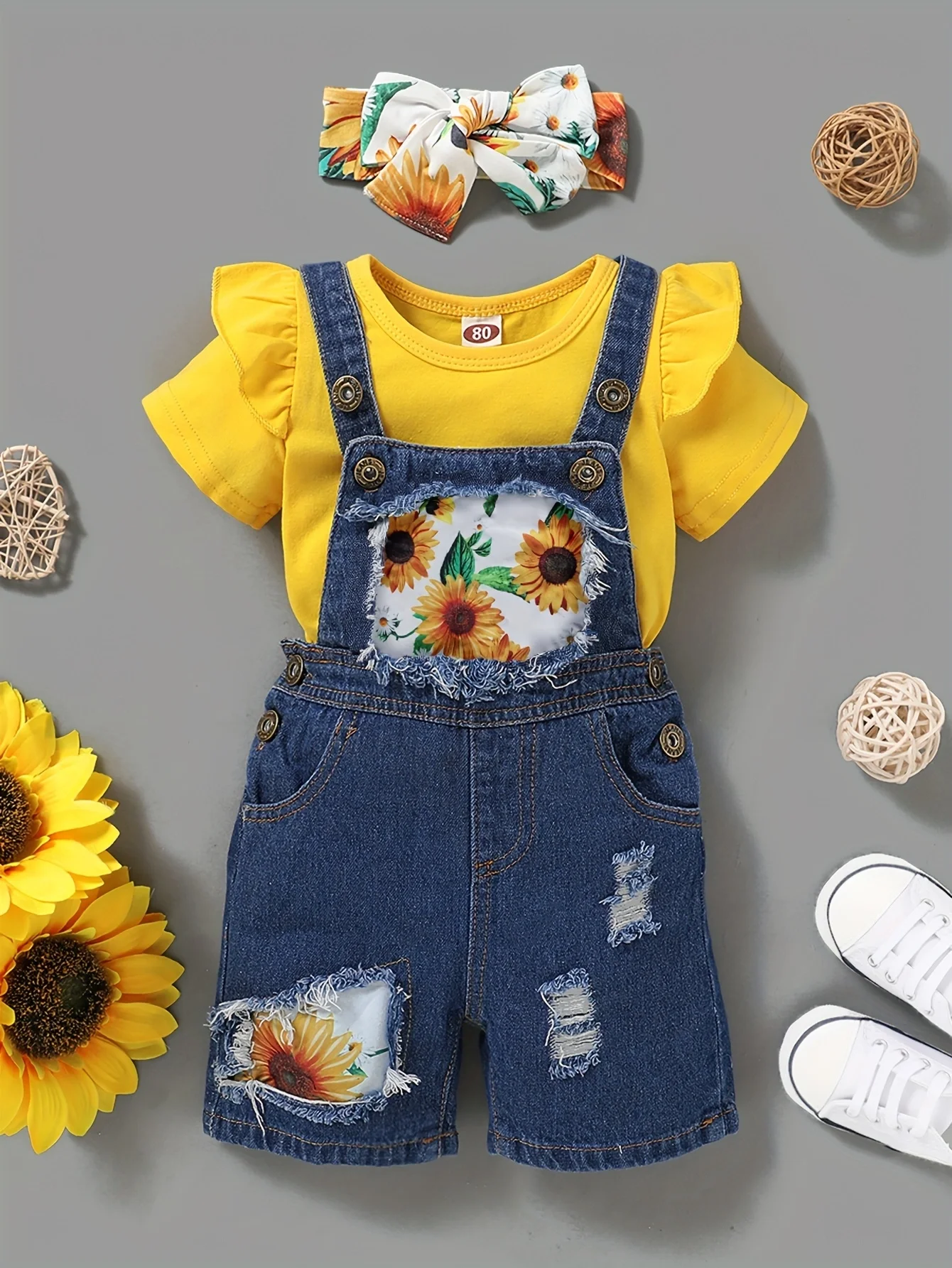 Summer  Newborn  Infant  Baby  Girls   Clothes  Headband   Short  Sleeve    Shirt   Jeans   Overalls    Fashion   Baby  Clothing