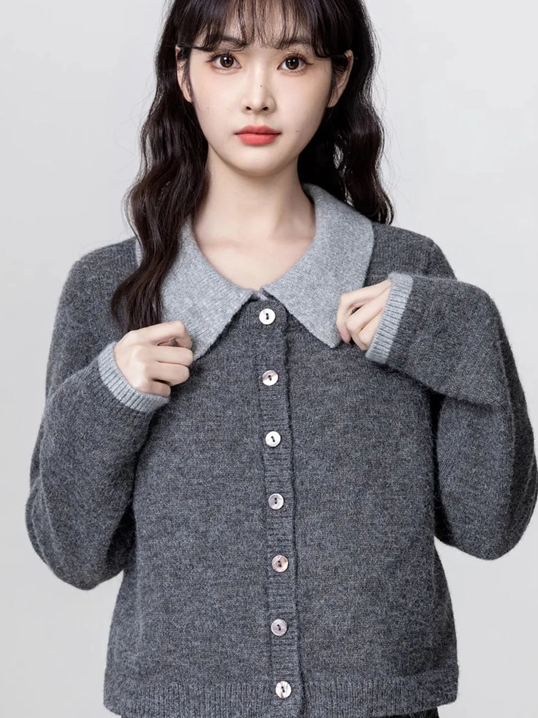 Cárdigan gris de punto abierto para mujer, estilo casual, de primavera y otoño, nuevo, talla grande, suéter esponjoso, chaque...