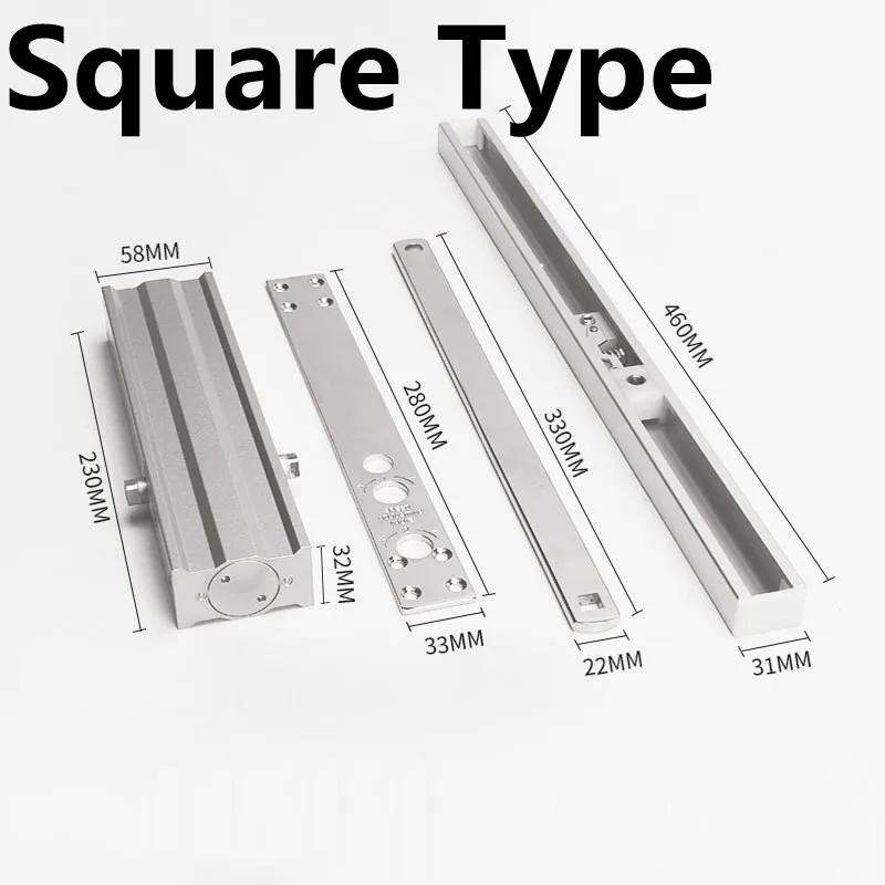 40-65kg Heavy Duty Adjustable Hydraulic Automatic Door Closer  Aluminum Alloy Square Automatic Pull-in Concealed  Door Closer