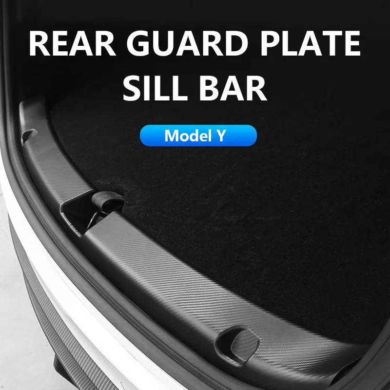 For Tesla Model Y Rear Door Sill Pad Protective Guards Cover Threshold Bumper Strip Fit Original Modely Car Anti Kick Pads ABS