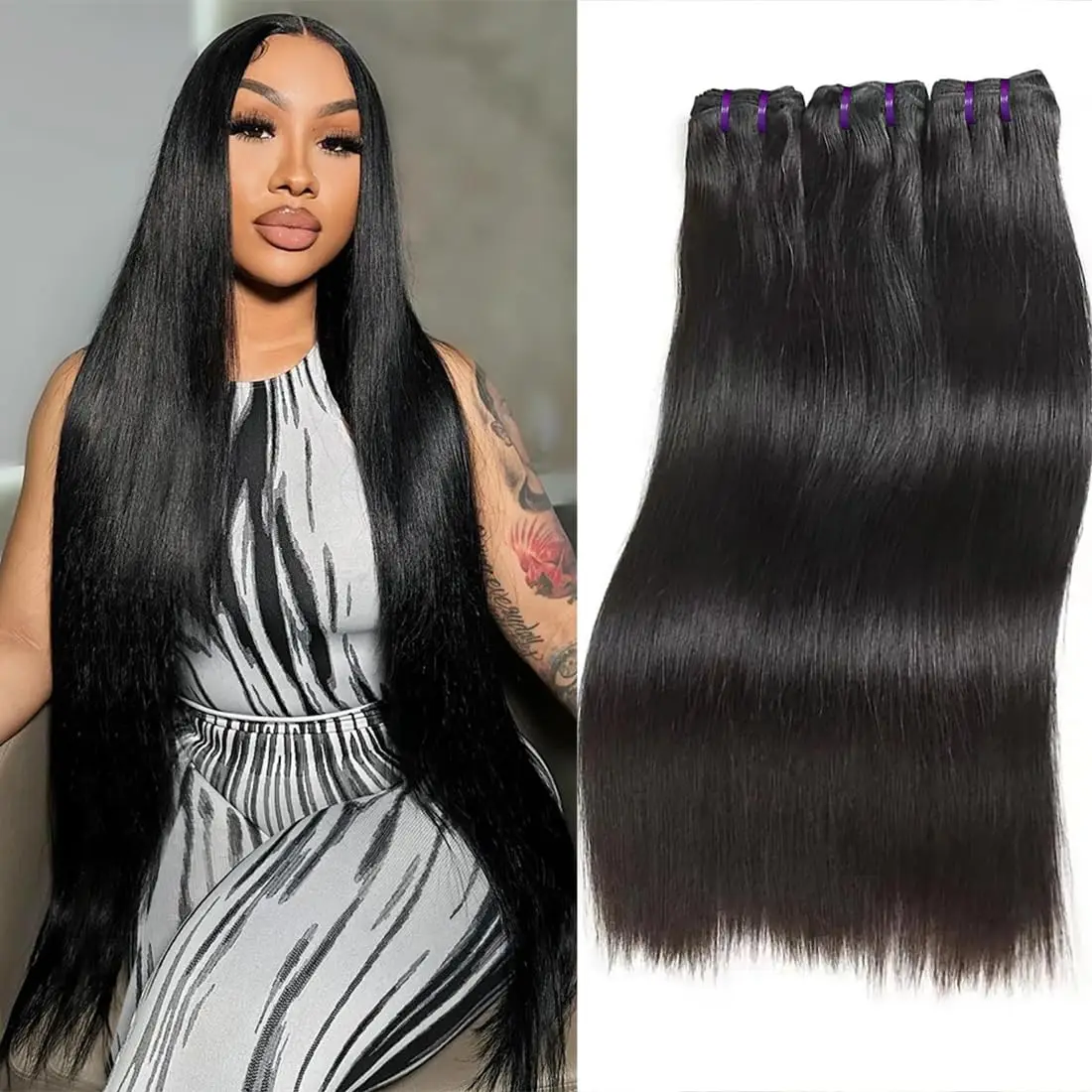 

100% Human Hair Straight Bundle 12A 32inch Virgin Hair 1/3/4 PCS Bone Straight Bundles Brazilian Weave Human Hair Extensions