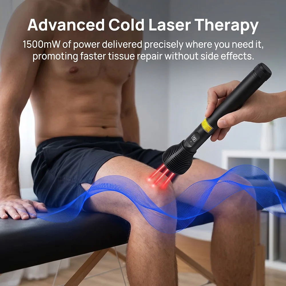

GOVW 808nm Near Infrared Laser Therapy Device 1500mW Cold Laser Acupuncture Pen for Human Pet Pain Inflammation Rechargeable