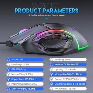 Mouse Gaming RGB Makro Berat Gratis 12800 DPI 12 Tombol yang Dapat Diprogram Mouse Game Lampu RGB Maks hingga 6 Level untuk pc mac Gun PUBG Laptop 6 mobil tikus penjualan terbaik - №