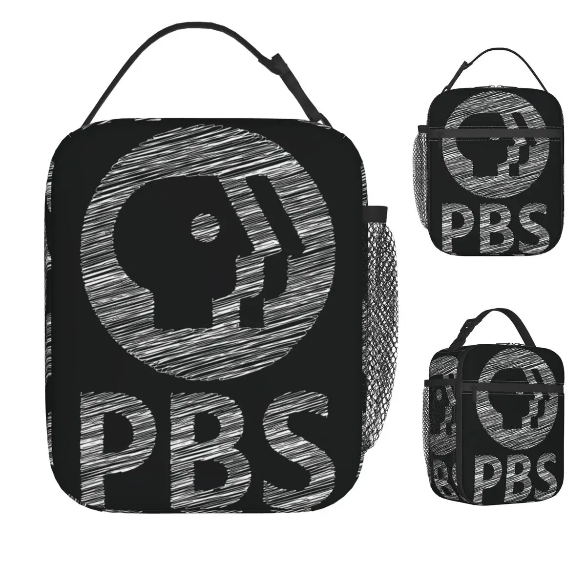 

PBS Public Broadcasting Service Белый логотип Сумка для обеда Ланч-бокс для мужчин Пляжная портативная сумка-холодильник Дизайнерская термосумка-тоут