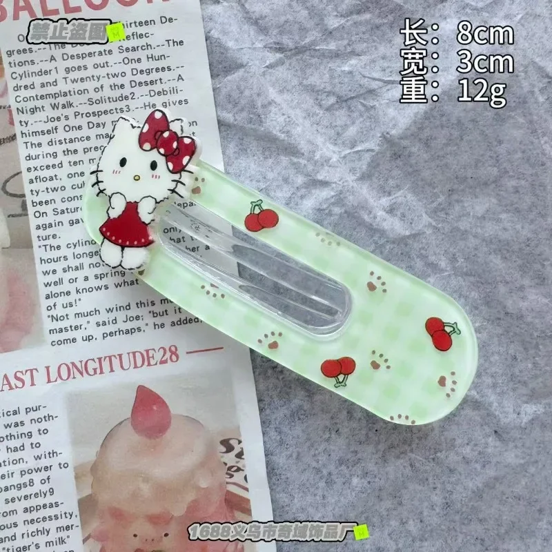 2 pezzi Hello Kitty Anime Kawaii Sanrio Ins moda fermaglio per capelli femminile simpatico cartone animato Ins rotto copricapo decorazione regali per ragazze