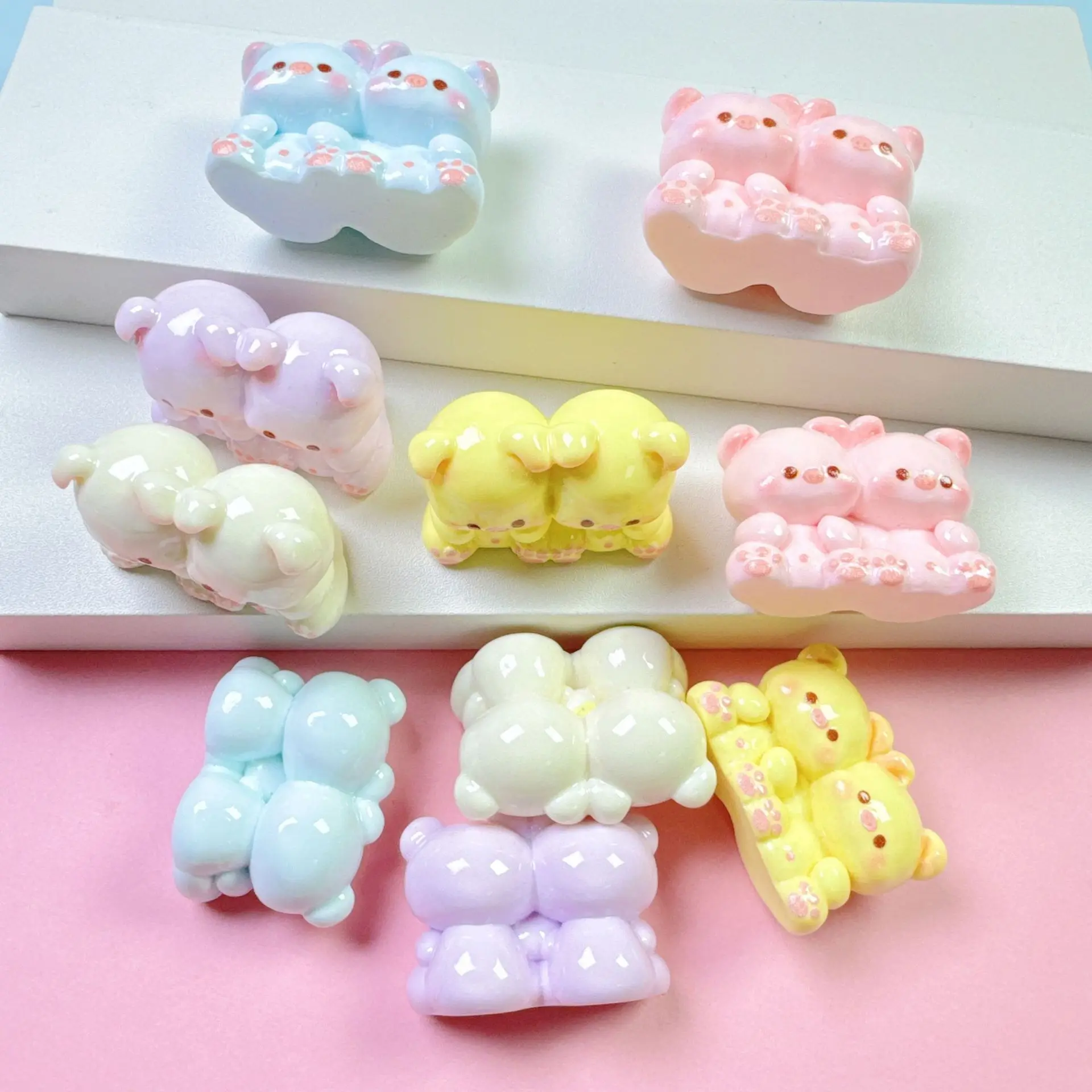 Double Cute Mini 3D Animal Resin Miniature Figures Cabochons Scrapbooking DIY Jewelry Craft Decoration Accessories Home Decor