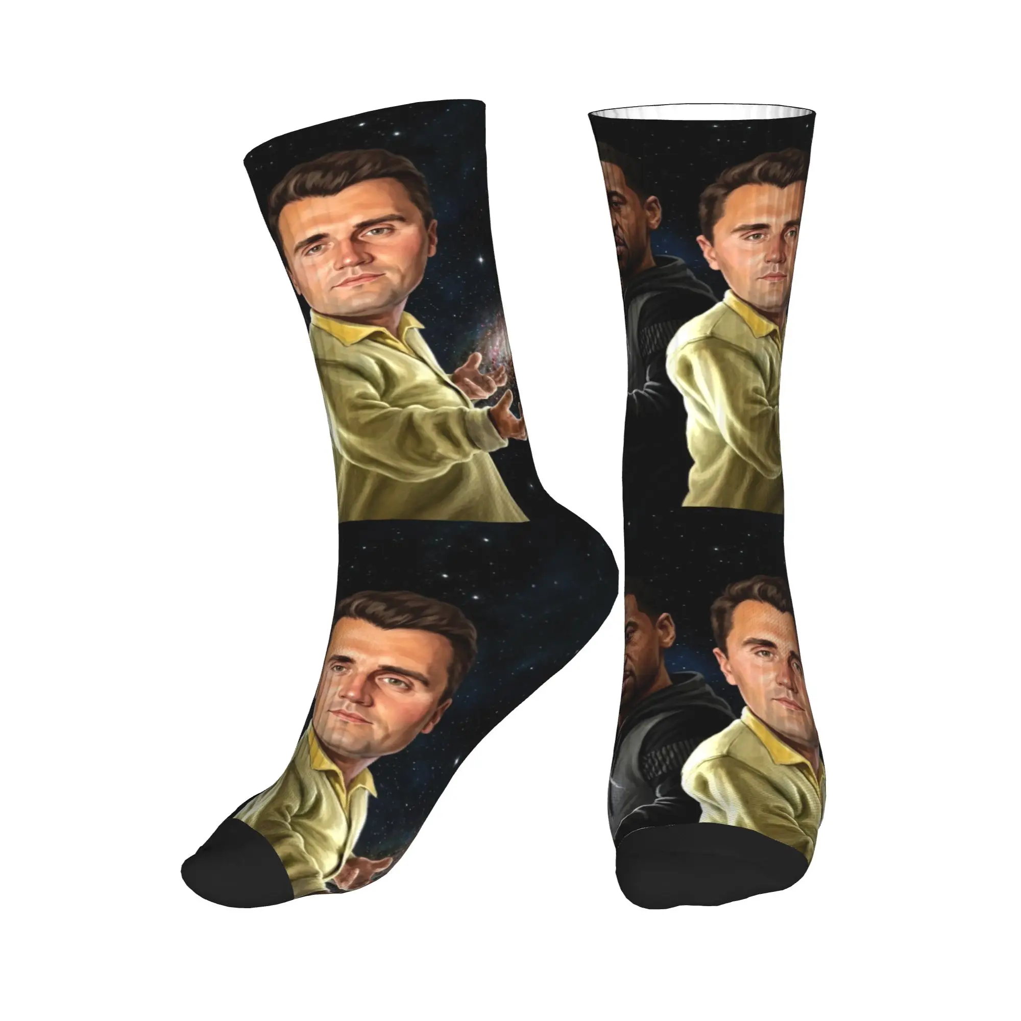 Charlie Kirk Galaxy Power Duo Meme Stockings  Custom Elegant Socks Spring Non Slip Socks Women Men Running High Quality Socks