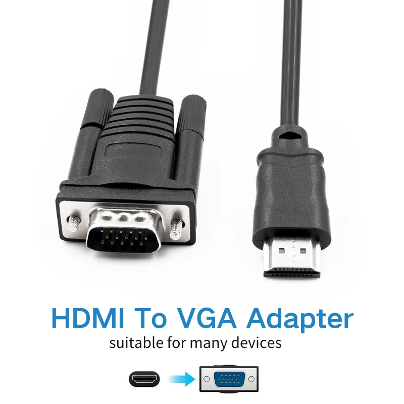 HDMI to VGA Cable 1080P - Active Video Adapter HDMI Digital to VGA Converter Cable - Support Notebook-PC-DVD-Player Laptop TV-Pr