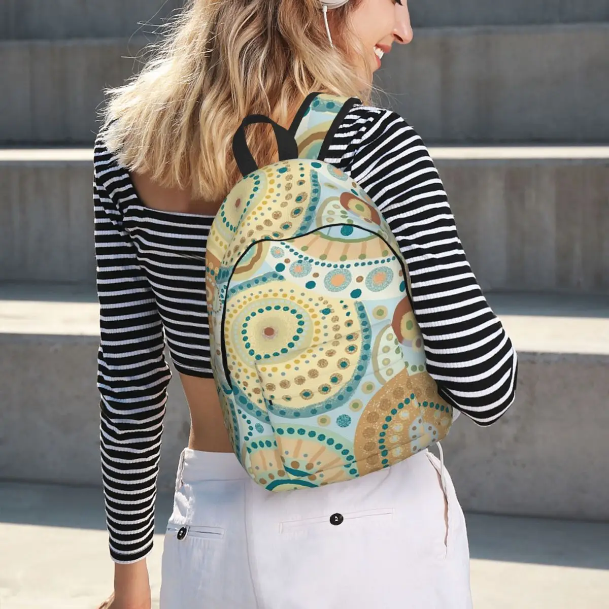 

Natural Tones Desigual Mandala Student Backpack School Bag Hiking Travel Daypack for Boys Girls Bookbag Shoulder Bags