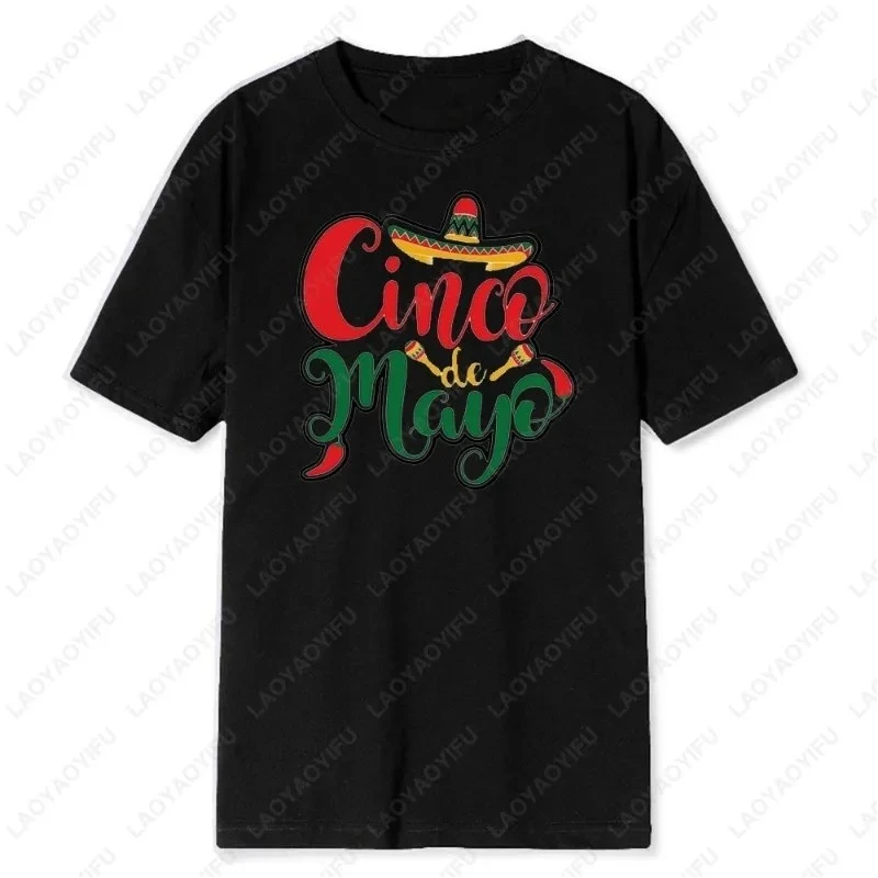 Camiseta Divertida con Estampado de Sombrero y Bigote para el Cinco de Mayo 2025, Fiesta Mexicana, para Hombre y Mujer, Camisetas de Fiesta, Tops de Algodón con Diseño Divertido, Regalo