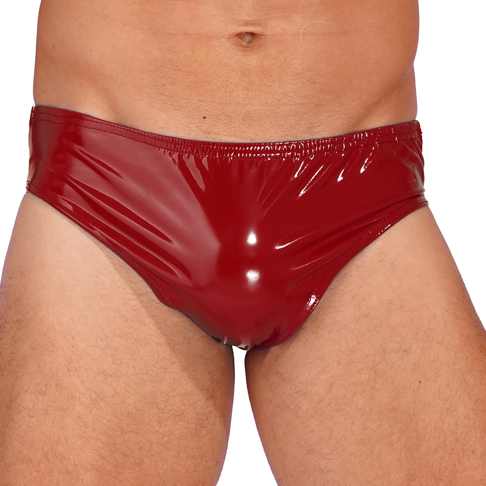 Mens Glossy Appearance Briefs Panties Wet Look Patent Leather Underwear Elastic Waistband Underpants Pole Dancing Rave Costume