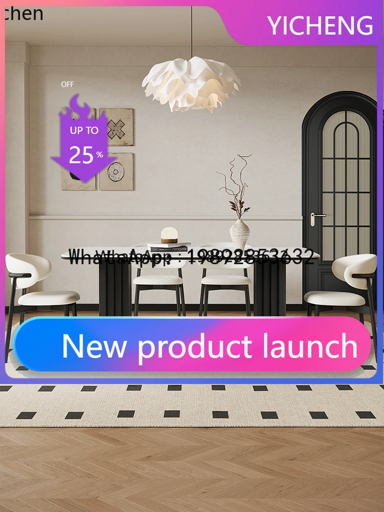 

Solid Wood Dining Table and Chairs Living Room Black retro Small Apartment Home