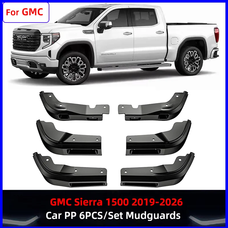 

Mud Flaps for GMC Sierra 1500 2019-2026 Accessories Front & Rear Splash Guards Mudflaps No-Drilling GMC Fender Replacement 6PCS