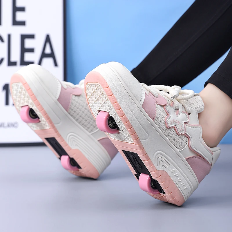 

Новинка для детей Viral Heelys: 2-колесные роликовые коньки для девочек и мальчиков на 4 колесах и студенческие трансформируемые туфли на колесиках