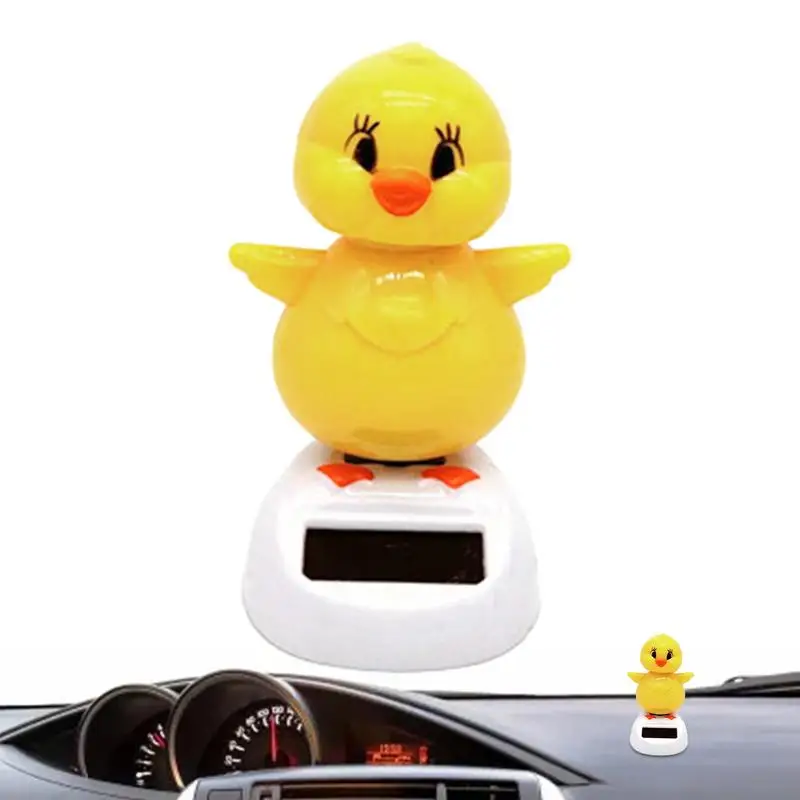 Solar Dancing Chick Figurines Car Dashboard Decoration  Solar Powered Dancing Toys Cartoon Chick Ornaments Figures Bobble Head