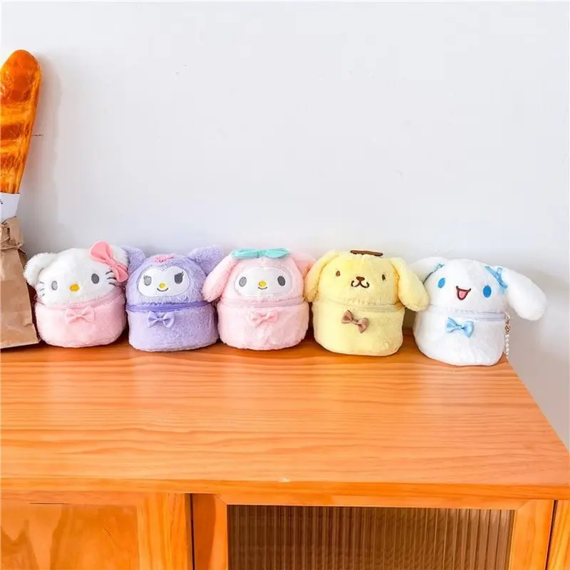 2024 Miniso Nieuwe Sanrio Mini Parel Ketting Diagonale Kleine Emmer Tas Schattige Melodie Hello Kitty Pluche Tas Japanse Geld Opbergtas
