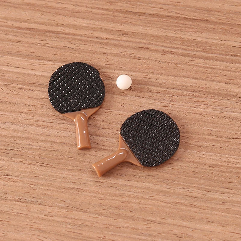 1Set Dollhouse Miniature Simulation Table Tennis Racket Model DIY Accessories DollHouse Furniture Toys