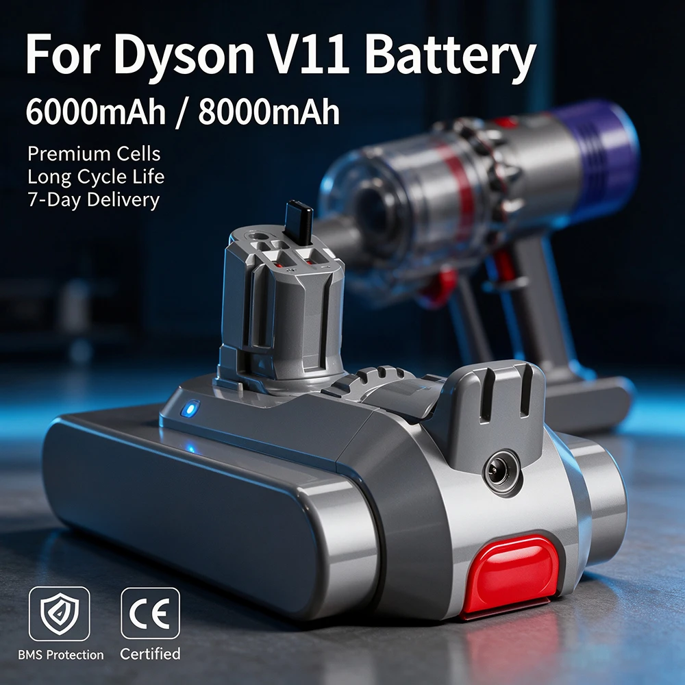 25.2V 6000mAh/8000mAh Battery， for Dyson V11 Vacuum Cleaner SV15 SV16 SV17 SV18 SV22 Replacement Battery Buckle Version