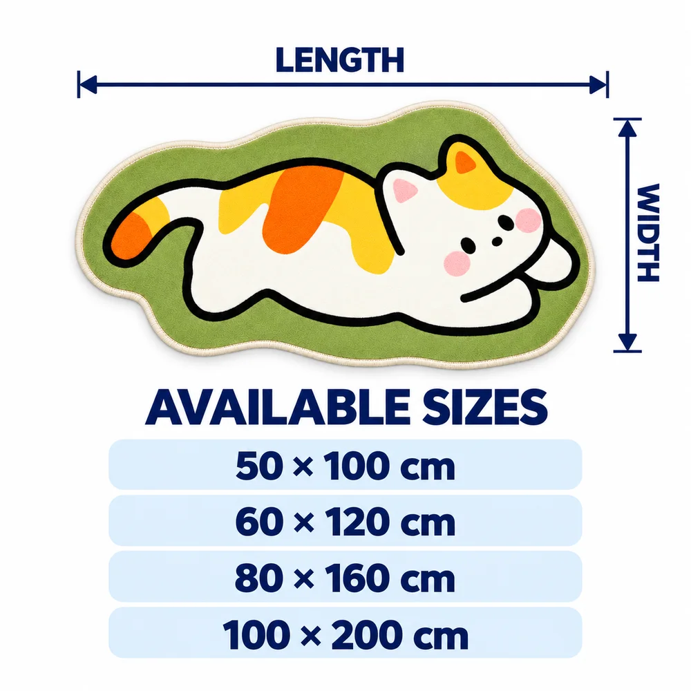 Jump Calico Cat Shaped Flannel Rug, Creative Irregular Area Floor Mat for Bedroom Living Room Bathroom Entryway Home Decor Gift