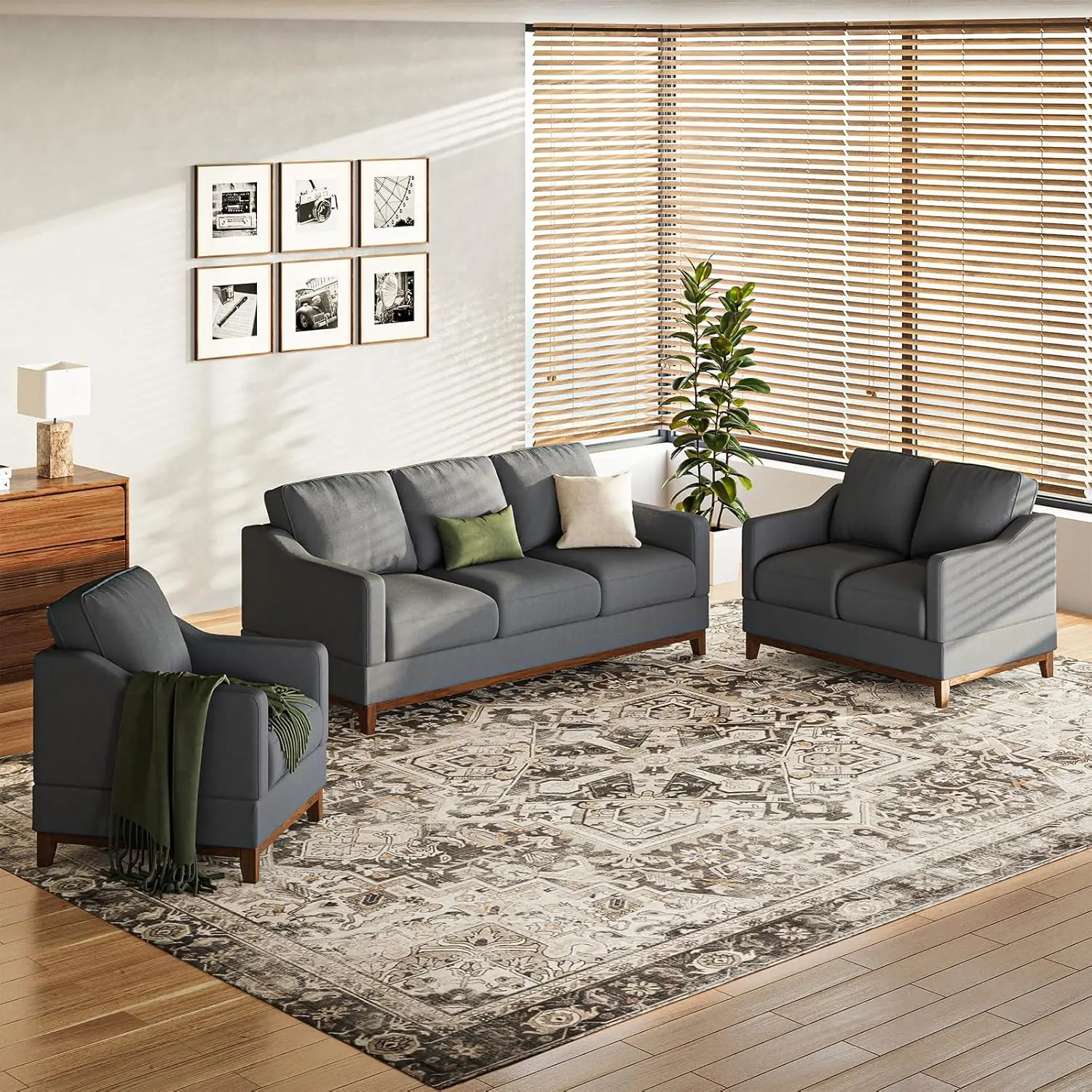 

Sectional Sofa Couch Set Living Room Sofa Set 3 Seater Couch Loveseat Sofa and Armchair Modern Versatile Convertible Modular